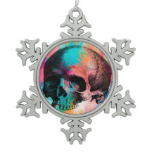 Skull Sketch With Colorful Boho Background