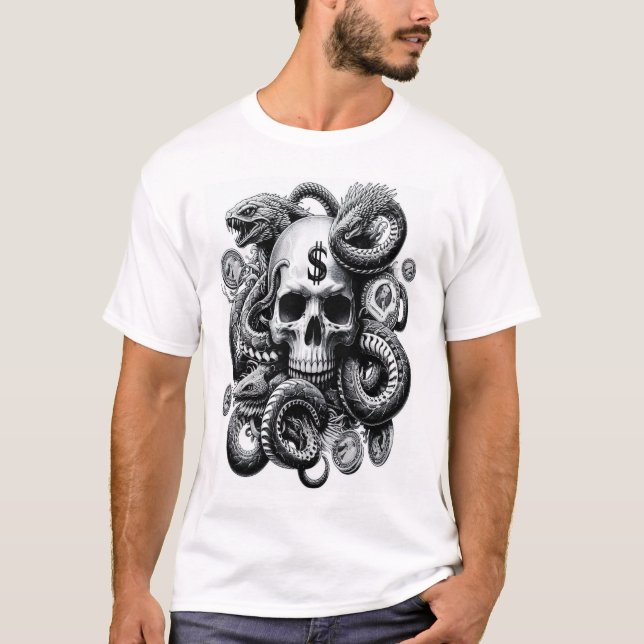 skull snake  design T-Shirt (Front)