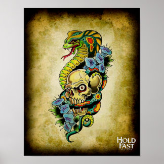 Skull Snake Lillies Poster