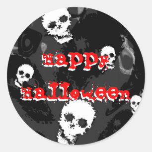 Skull Spectres B&W 'Happy Halloween' sticker