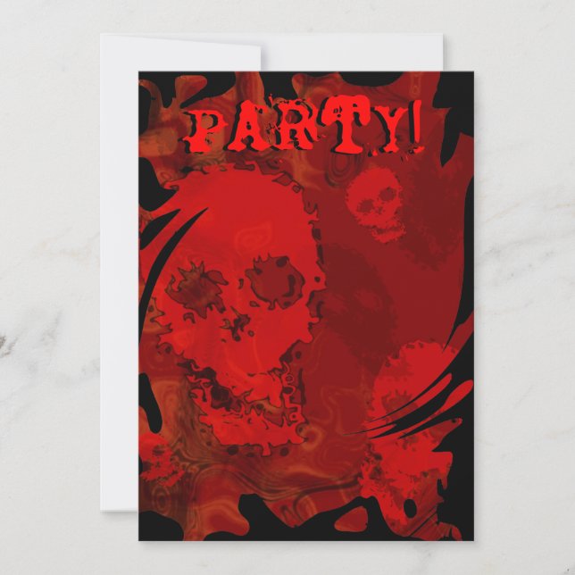 Skull Spectres Red 'Party' swirl invitation (Front)