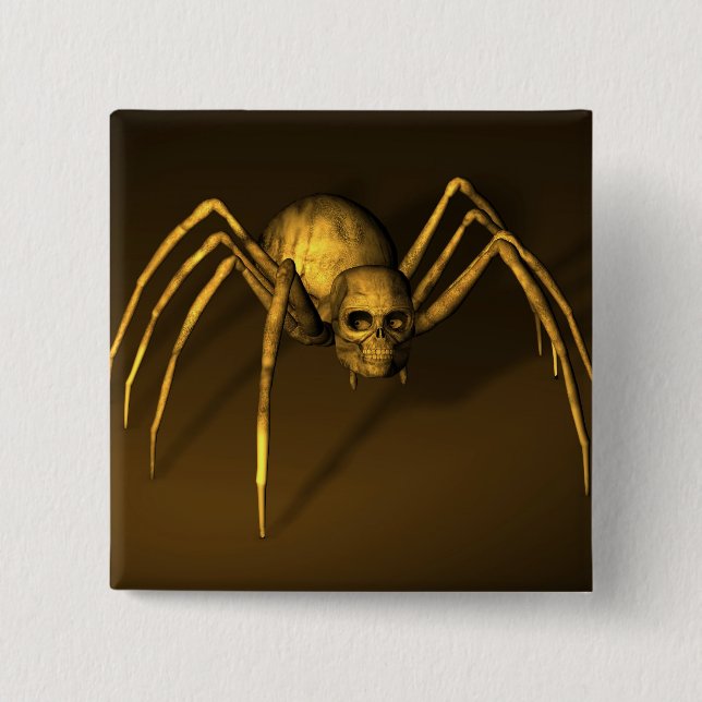 Skull Spider 2 Inch Square Button (Front)