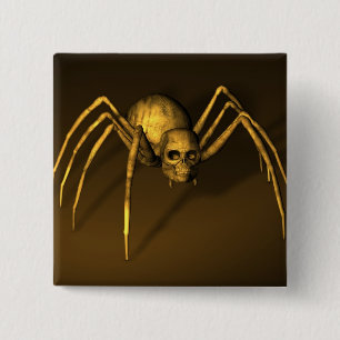 Skull Spider 2 Inch Square Button