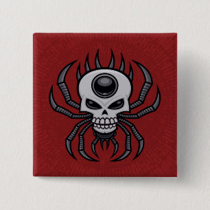 Skull Spider 2 Inch Square Button