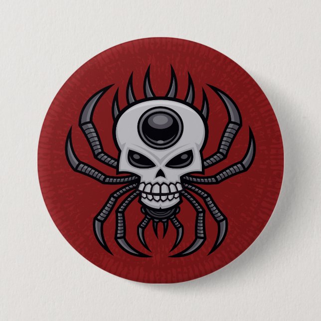 Skull Spider 3 Inch Round Button (Front)
