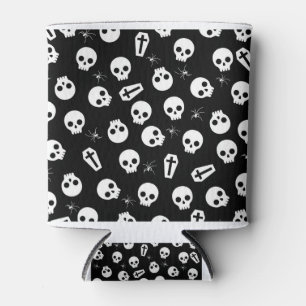 Skull, spider and chest  - Halloween pattern Can Cooler