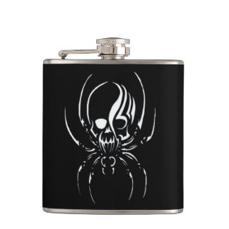Skull spider hip flask