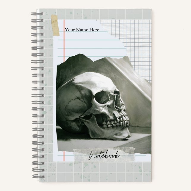 Skull Spiral Notebook – Dark Academia Aesthetic (Front)