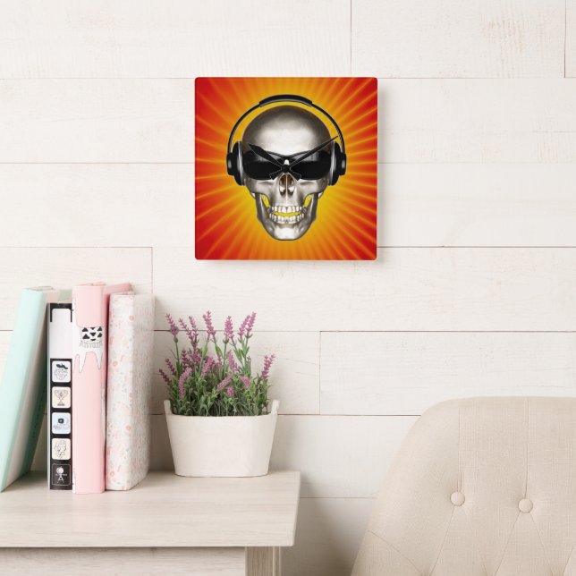 Skull Square Wall Clock (Reading Room)