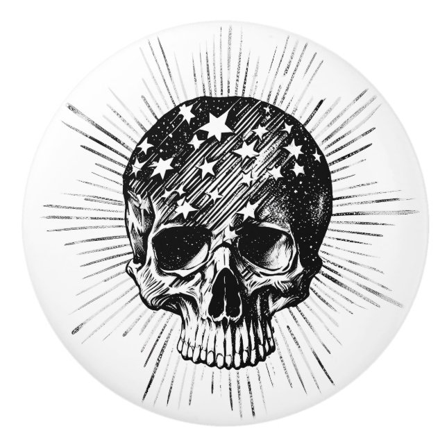 Skull & Stars II Ceramic Knob (Front)