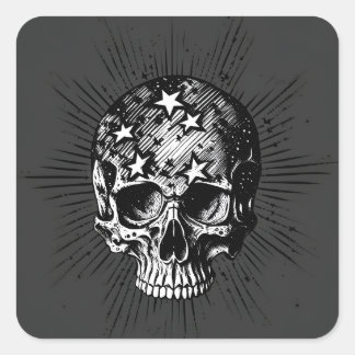 Skull & Stars III Square Sticker