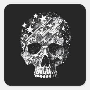 Skull & Stars IV Square Sticker