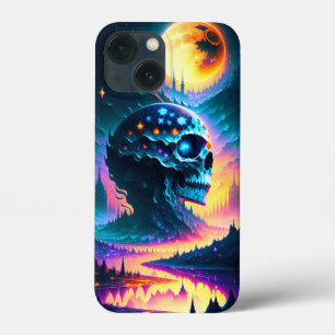 Skull stars moon sky water river mountains iPhone 13 mini case