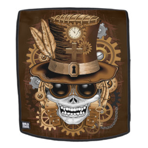 Skull Steampunk Voodoo Retro Machine Backpack