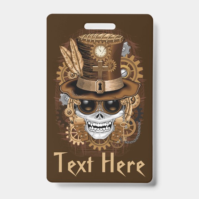 Skull Steampunk Voodoo Retro Machine Badge (Front)