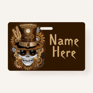 Skull Steampunk Voodoo Retro Machine Badge