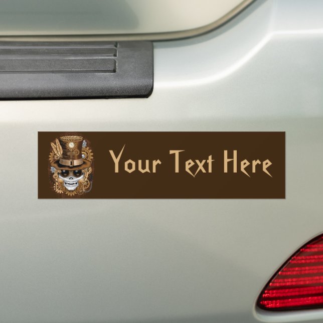 Skull Steampunk Voodoo Retro Machine Bumper Sticker (On Car)