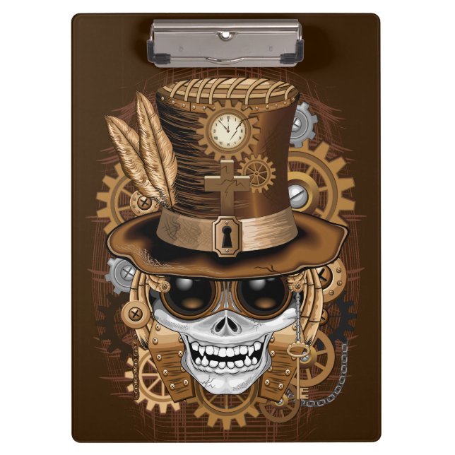 Skull Steampunk Voodoo Retro Machine Clipboard (Front)