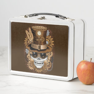 Skull Steampunk Voodoo Retro Machine Metal Lunch Box