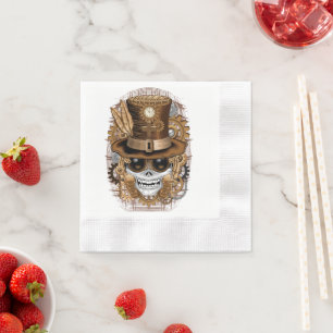 Skull Steampunk Voodoo Retro Machine Napkin