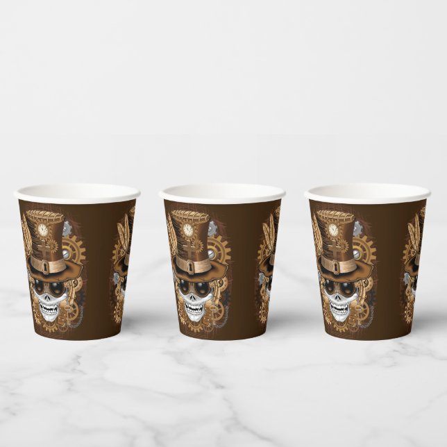 Skull Steampunk Voodoo Retro Machine Paper Cups (Multi)