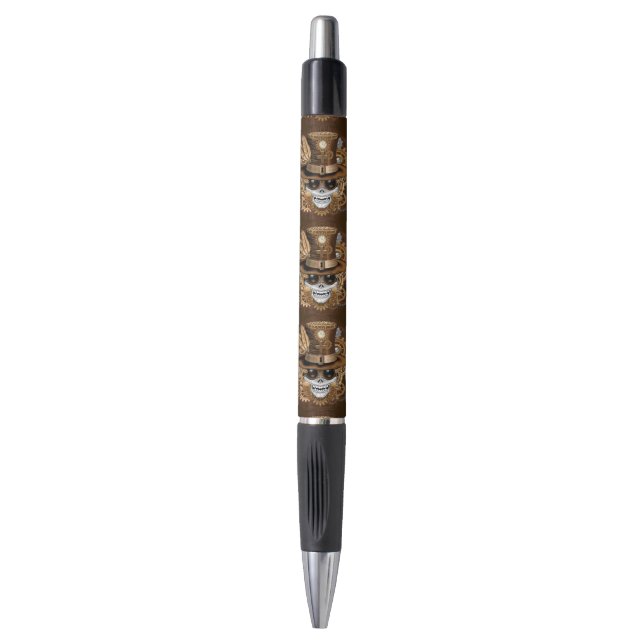 Skull Steampunk Voodoo Retro Machine Pen (Front Vertical)