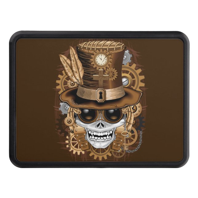 Skull Steampunk Voodoo Retro Machine Trailer Hitch Cover (Front)