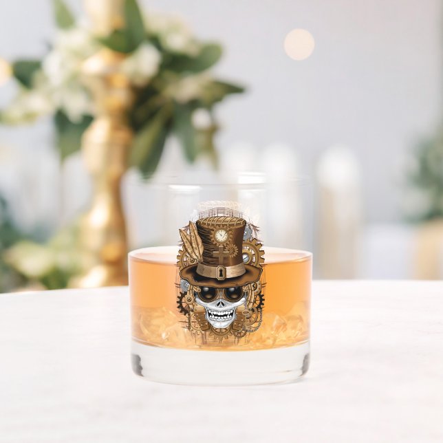 Skull Steampunk Voodoo Retro Machine Whiskey Glass (Insitu (Wedding))