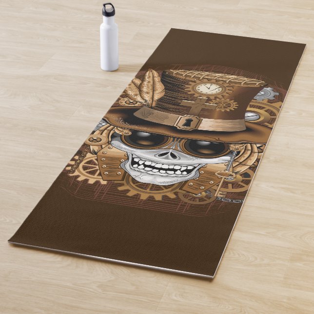 Skull Steampunk Voodoo Retro Machine Yoga Mat (In Situ)