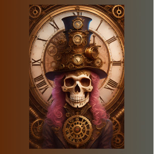 Skull Steampunk with clock tissue paper v1