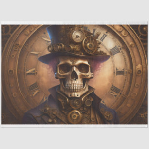 Skull Steampunk with clock tissue paper v3