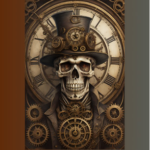 Skull Steampunk with clock tissue paper v4