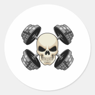 Skull Strength training Dumbbells Classic Round Sticker