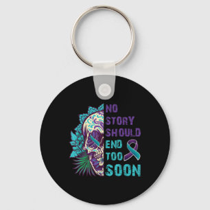 Skull Suicide Awareness Mental No Story Should End Keychain