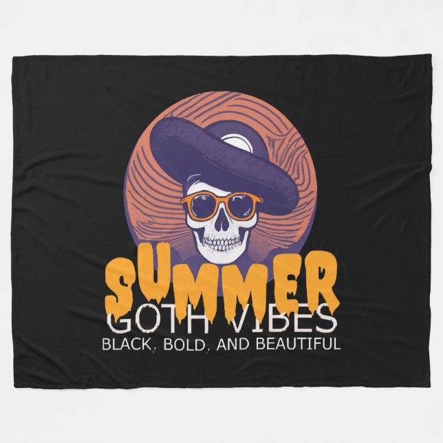 skull summer hat fleece blanket (Front (Horizontal))