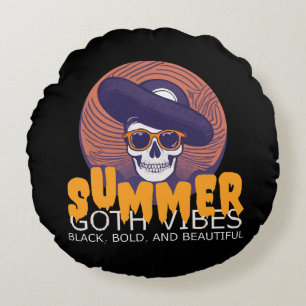skull summer hat round pillow