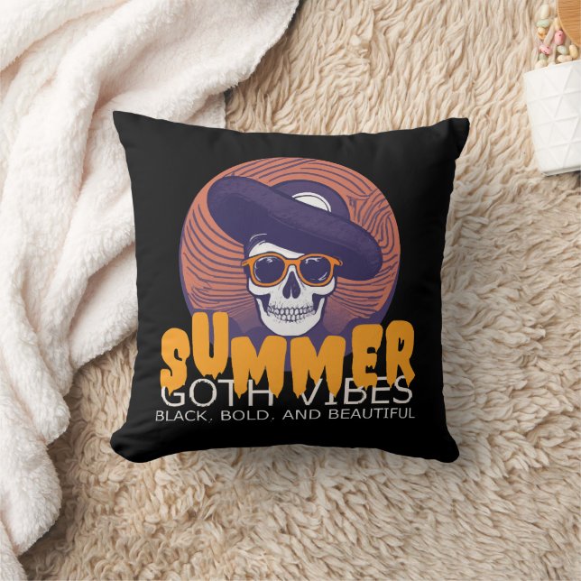 skull summer hat throw pillow (Blanket)