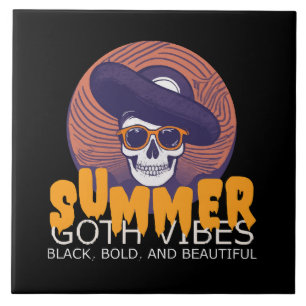 skull summer hat tile