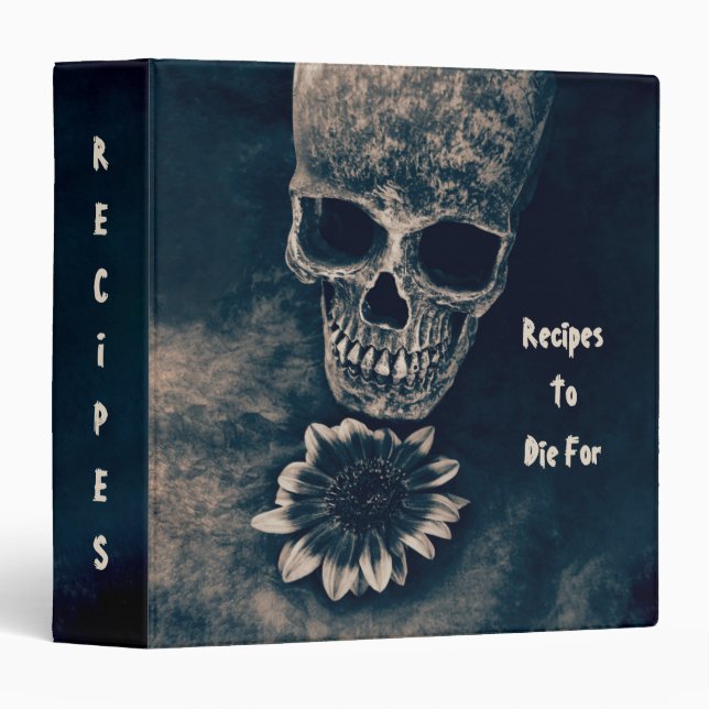 Skull Sunflower Gothic Vintage Antique Recipes Binder (Front/Spine)