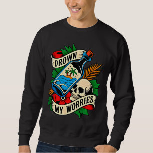 Skull & Sunset Tropical Tattoo Unique Gift Idea Sweatshirt