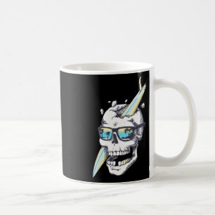 Skull Surfing Summer Vibes Beach Skeleton Sea Meme Coffee Mug