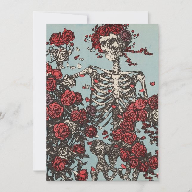 Skull Surrounded by Roses Invitation (Front)