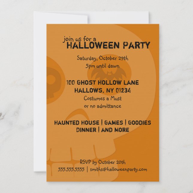Skull-tacular Halloween Party Invitations (Front)