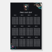Skull Tattoo Gothic Wedding Seating Chart