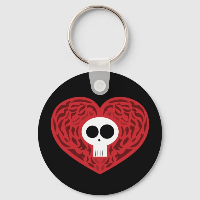 Skull Tattoo Heart Keychain (Front)