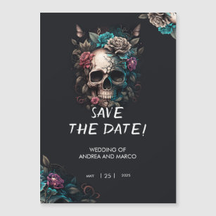 Skull Tattoo Rock and Roll Gothic Wedding Magnetic Invitation
