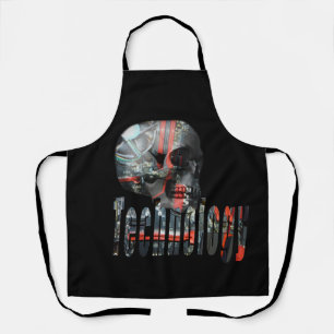 Skull Technology Computer Brain, Full Print Apron