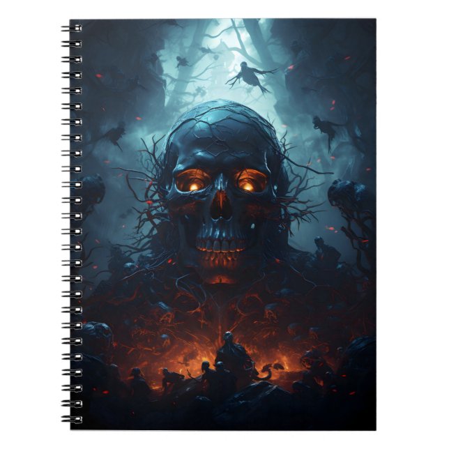 Skull Theme Awesome Halloween Scary Skull  Notebook (Front)