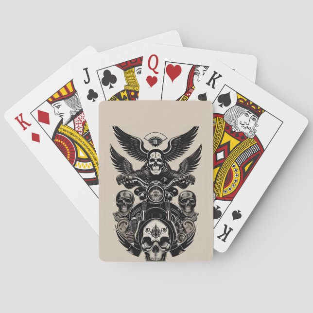 Skull-Themed Motorcycle with Wings Playing Cards (Back)