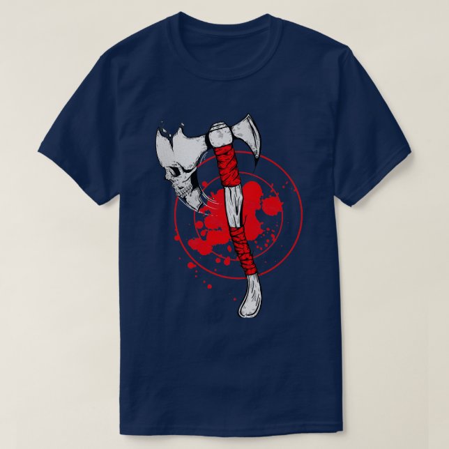 Skull Throwing Axe T-Shirt (Design Front)
